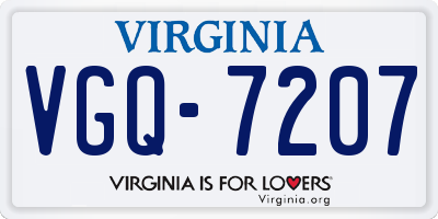 VA license plate VGQ7207