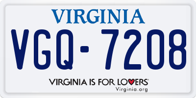 VA license plate VGQ7208