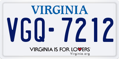 VA license plate VGQ7212