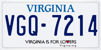 VA license plate VGQ7214