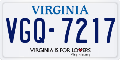 VA license plate VGQ7217