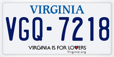 VA license plate VGQ7218