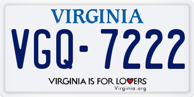 VA license plate VGQ7222