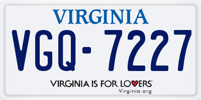 VA license plate VGQ7227