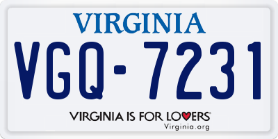 VA license plate VGQ7231