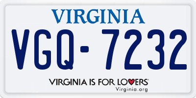 VA license plate VGQ7232