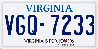 VA license plate VGQ7233