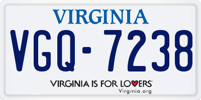 VA license plate VGQ7238
