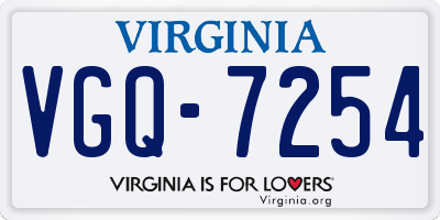 VA license plate VGQ7254