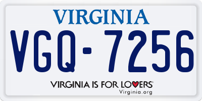 VA license plate VGQ7256