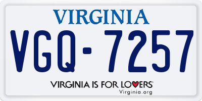 VA license plate VGQ7257