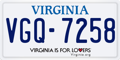 VA license plate VGQ7258