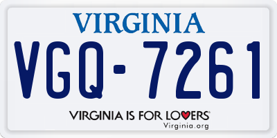 VA license plate VGQ7261