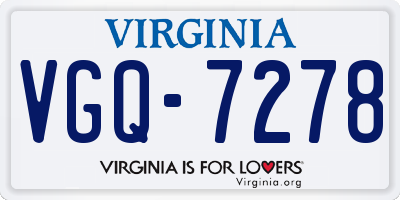 VA license plate VGQ7278