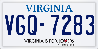 VA license plate VGQ7283