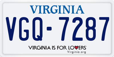 VA license plate VGQ7287