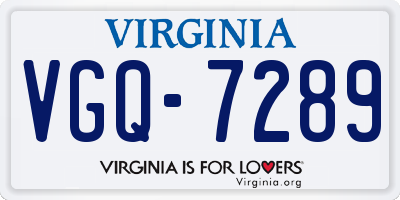 VA license plate VGQ7289