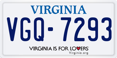 VA license plate VGQ7293