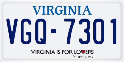 VA license plate VGQ7301