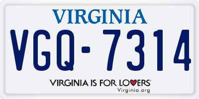 VA license plate VGQ7314