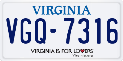 VA license plate VGQ7316