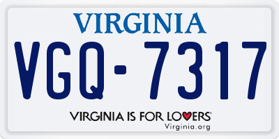 VA license plate VGQ7317