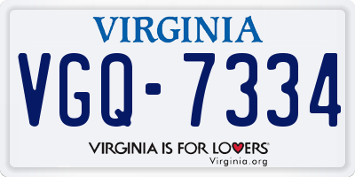 VA license plate VGQ7334