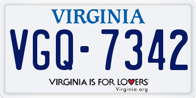 VA license plate VGQ7342
