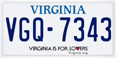 VA license plate VGQ7343