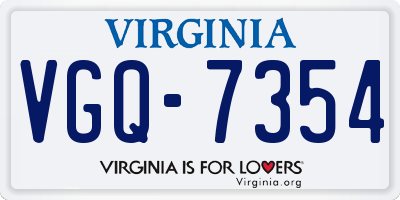 VA license plate VGQ7354