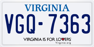 VA license plate VGQ7363