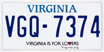 VA license plate VGQ7374