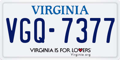 VA license plate VGQ7377