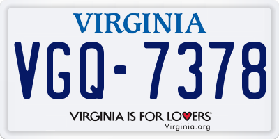 VA license plate VGQ7378