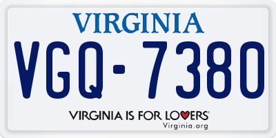 VA license plate VGQ7380