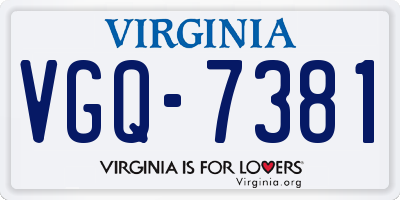VA license plate VGQ7381