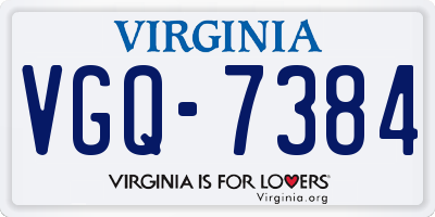 VA license plate VGQ7384