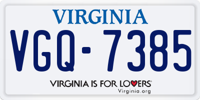 VA license plate VGQ7385