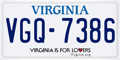 VA license plate VGQ7386
