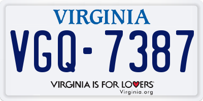 VA license plate VGQ7387