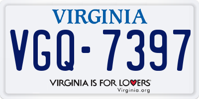 VA license plate VGQ7397