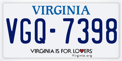 VA license plate VGQ7398