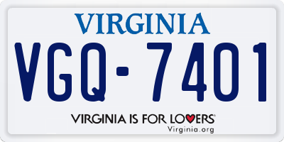 VA license plate VGQ7401