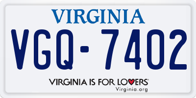 VA license plate VGQ7402