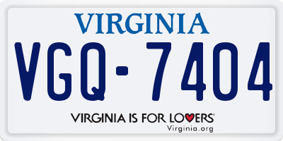 VA license plate VGQ7404