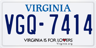 VA license plate VGQ7414