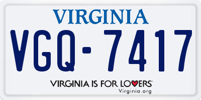 VA license plate VGQ7417