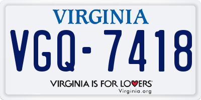 VA license plate VGQ7418