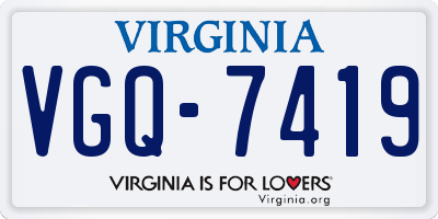 VA license plate VGQ7419