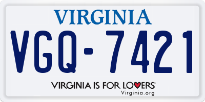 VA license plate VGQ7421